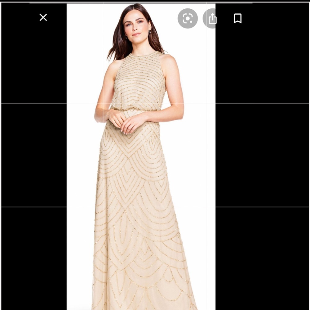 GOLD ART DECO BEADED BLOUSON DRESS!!